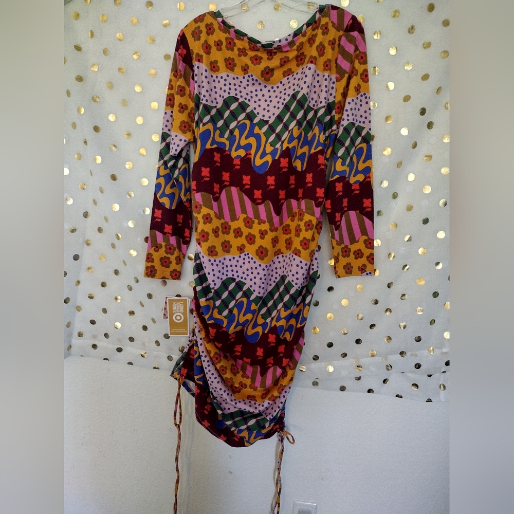Medi dress, target, Latino Heritage month , side ruching, adjustable ties .